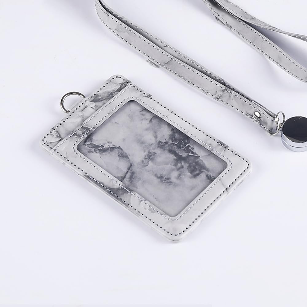 Cordones para insignias de identificación, soporte de cuero para tarjetas de identificación y cordones retráctiles ajustables, hebilla de liberación