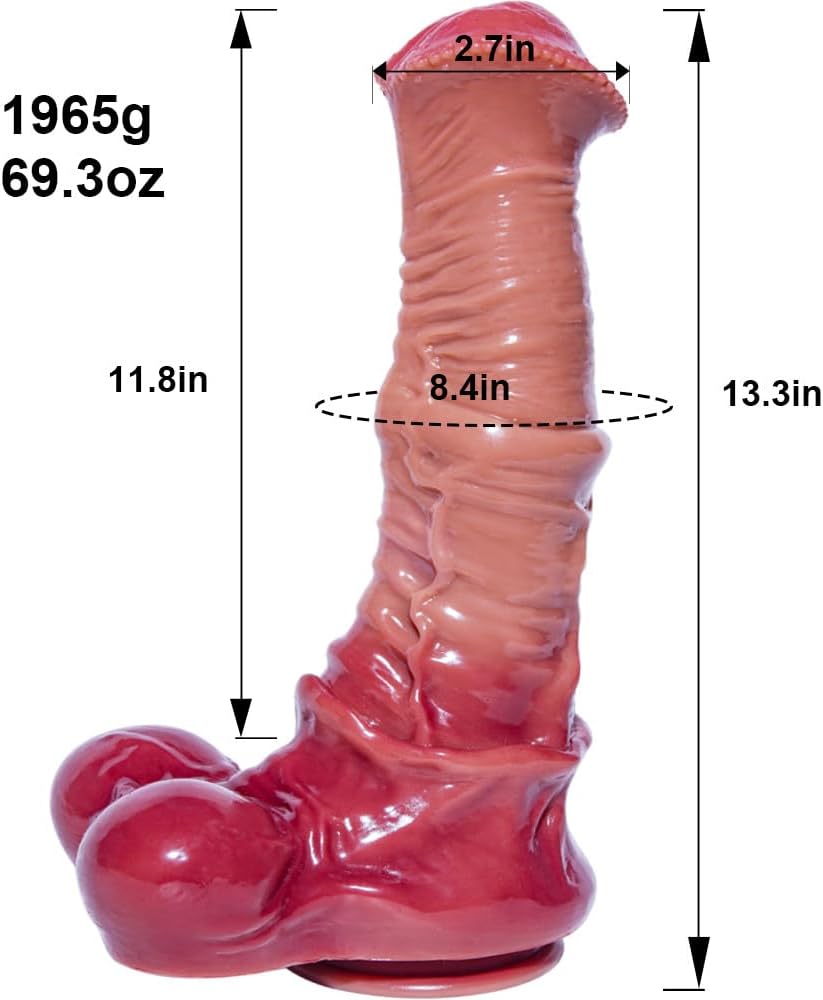 Gran consolador gigante realista de 13.8 pulgadas, diseño de caballo realista, silicona segura para el cuerpo, base de ventosa para diversión manos