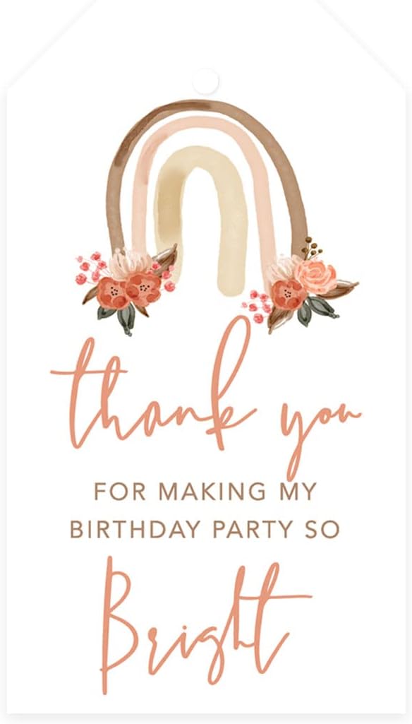 Andaz Press Paquete de 40 etiquetas de regalo clásicas con texto en inglés “Thank You for Making My Birthday Party So Bright” con cuerda para fiesta