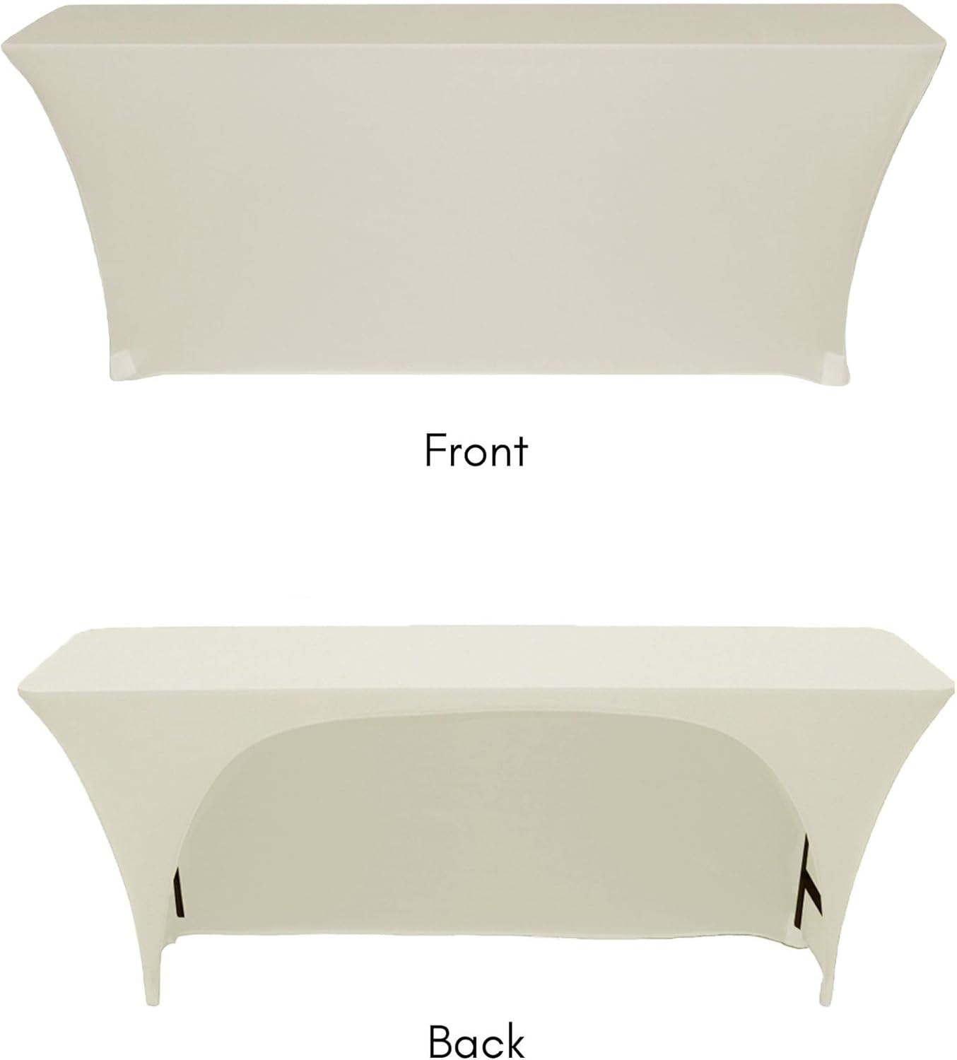 YOUR CHAIR COVERS – Mantel elástico rectangular de elastano de 6 pies x 18 pulgadas, con espalda abierta y espalda abierta, color marfil