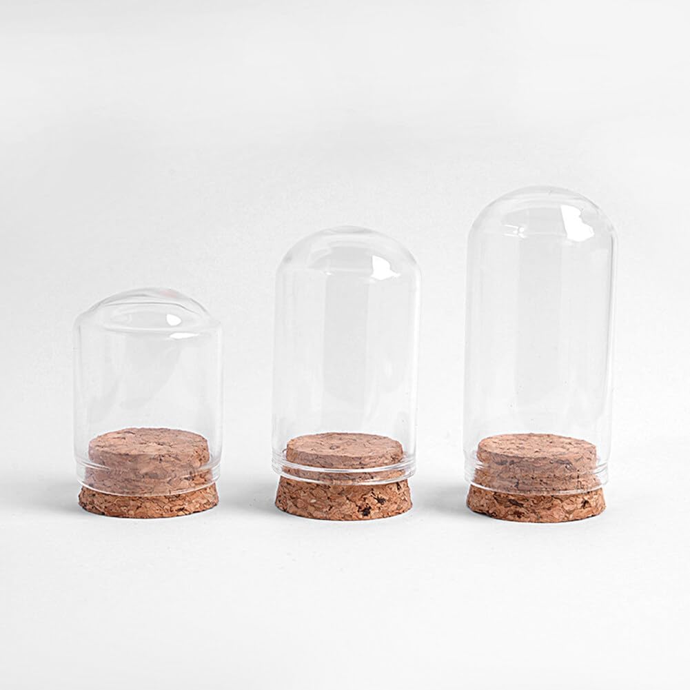 12PCS Mini Glass Dome Cloche Decorative Bell Jar with Cork Base for Flower Snad Storage Home Wedding Party Favors Arts and Small Projects 3x4cm