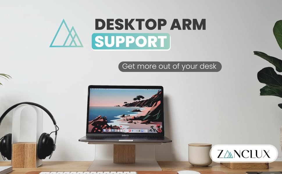 ZANCLUX Bandeja extensora ergonómica de escritorio, reposabrazos de computadora para escritorio, soporte para reposabrazos, abrazadera resistente