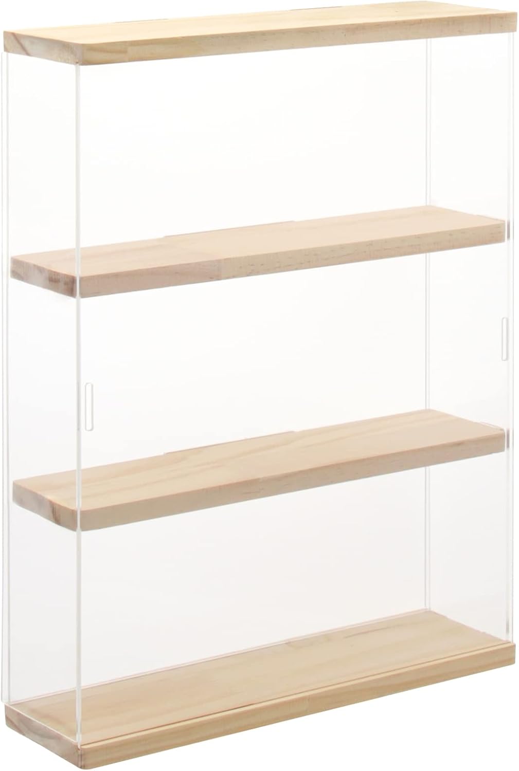 NONEMEY Soporte de acrílico transparente con base de madera de 2 niveles, 3 niveles, 1224 compartimentos, caja de almacenamiento de montaje en