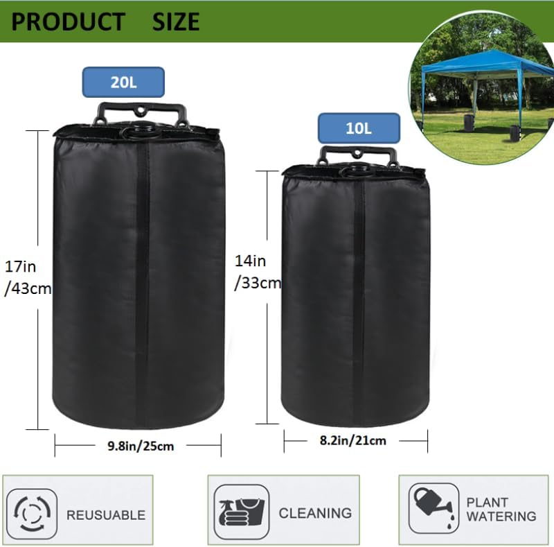 Bolsa de peso de agua para toldo, 176 libras, juego de 4 pesas para patas para toldo desplegable, toldos, tienda de campaña, cenador (20