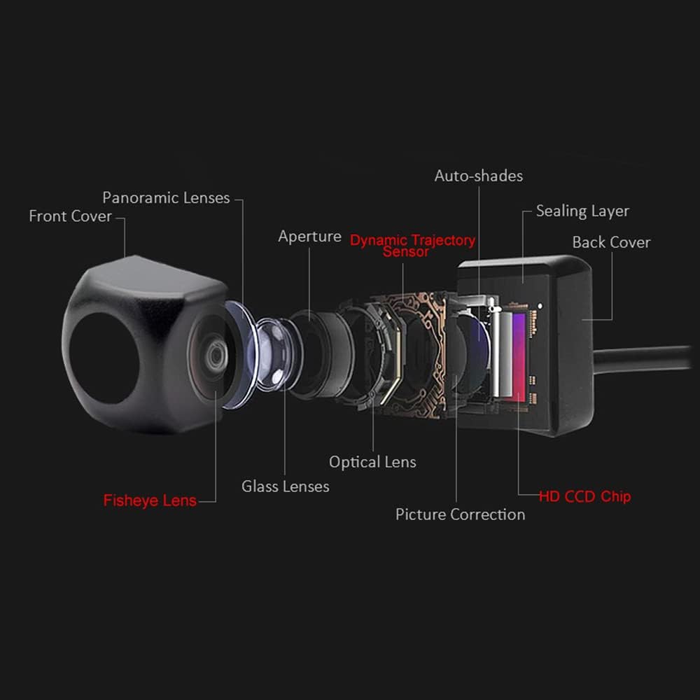 Vlicevrn HD Fisheye – Cámara de visión trasera para vehículo, pistas de trayectoria dinámica, visión nocturna, cámara de estacionamiento de respaldo