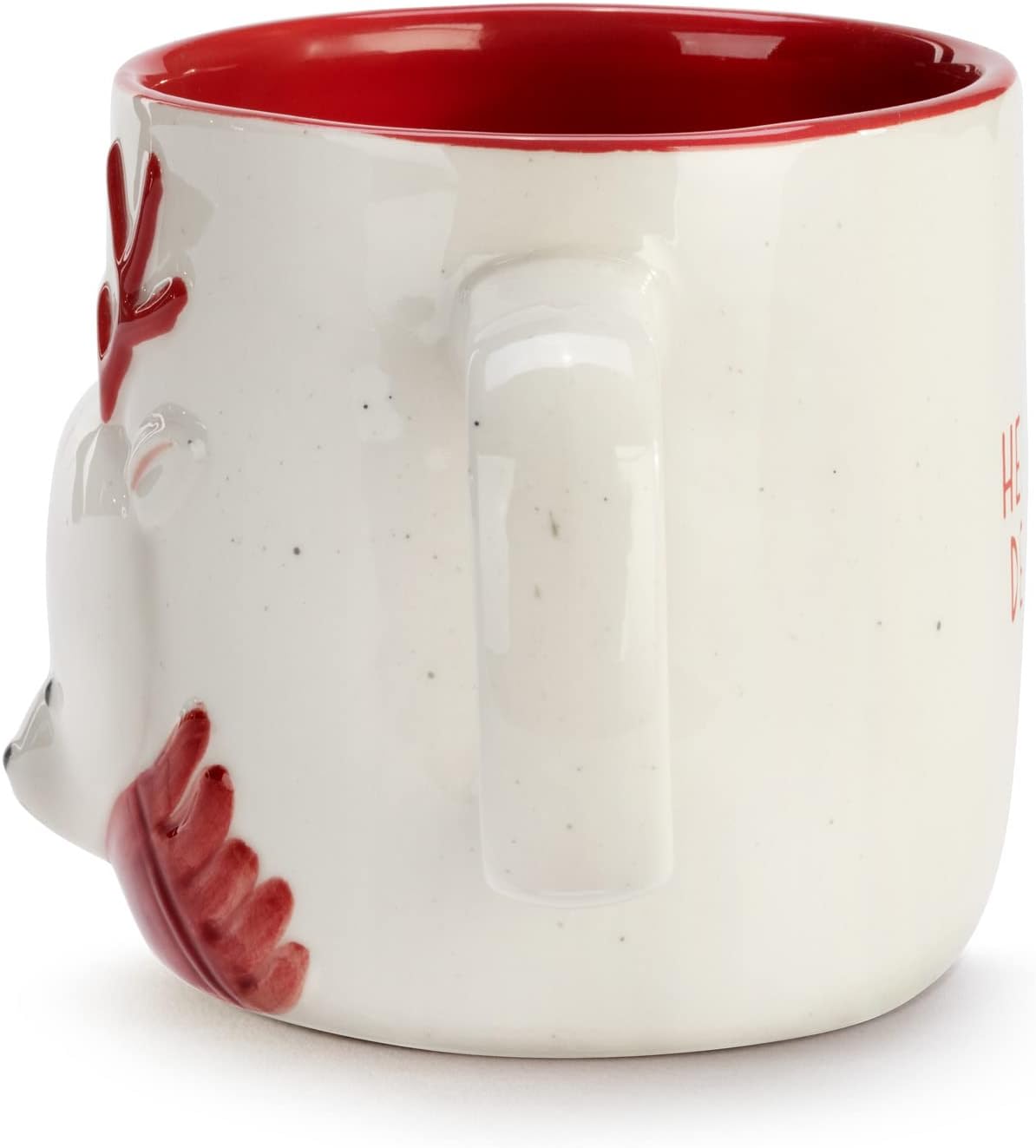 DEMDACO Hello Deer – Taza de Navidad de cerámica roja y blanca de 16 onzas