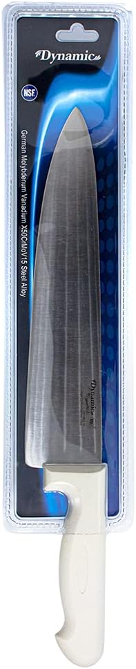 Dynamic Pro-Grip Santoprene, Cuchillo de chef Softgrip de 10 pulgadas, blanco, grande