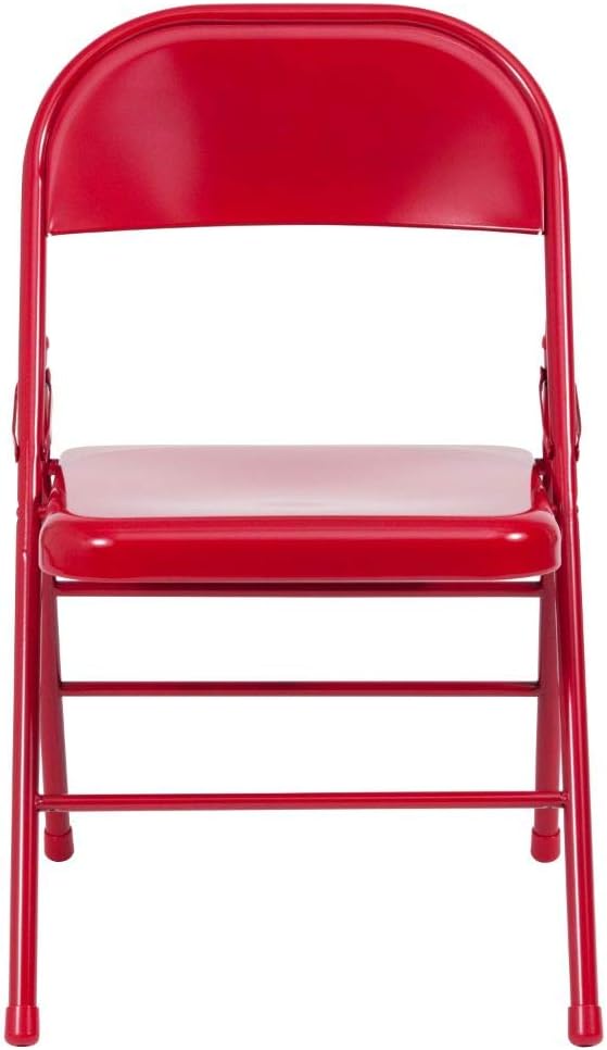 Flash Furniture Serie Hércules Silla plegable de metal de triple soporte y doble bisagra -rojo – paquete de 2