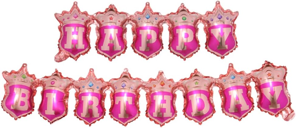 Globos de feliz cumpleaños con corona unida color negro, rojo y azul, pancarta del alfabeto, globos de papel de aluminio, decoración de fiesta de