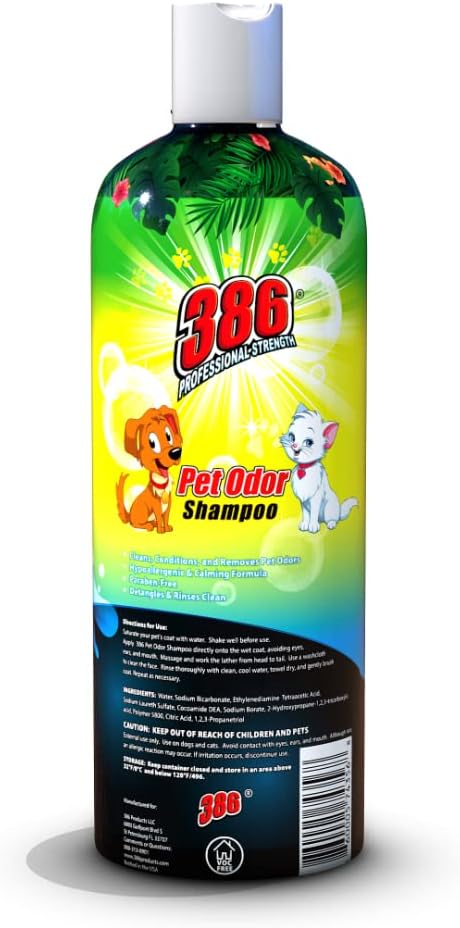 386 Champú y acondicionador para perros de fuerza profesional, champú para perros con olor a mascotas de 16 onzas líquidas para perros malolientes,