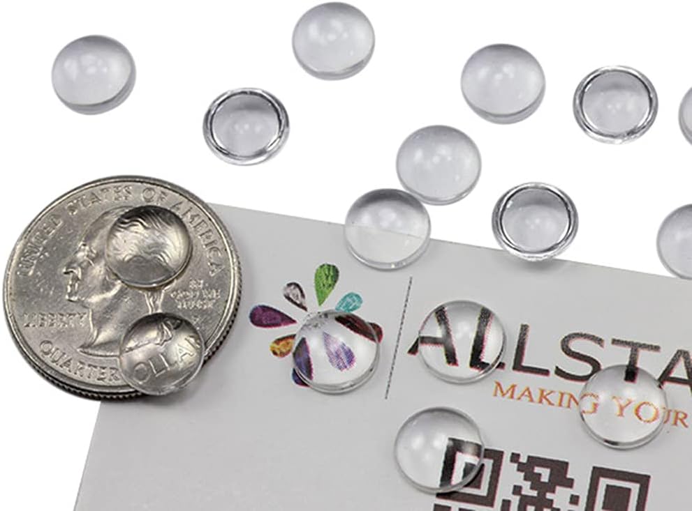 Allstarco – Cabujones acrílicos redondos transparentes de 0.315 pulgadas, gemas de plástico para hacer joyas, aretes de bricolaje, colgantes, 75