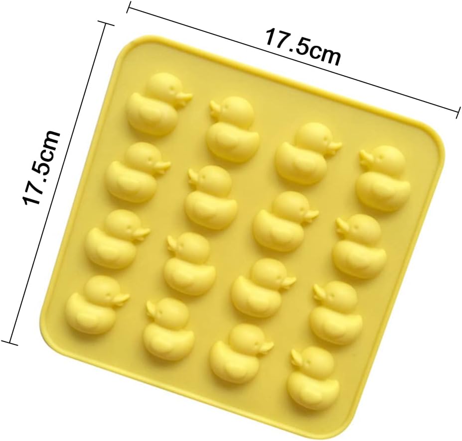 Molde de silicona para chocolate y pato, molde de silicona con forma de pato para hornear, 16 cavidades, antiadherentes, de grado alimenticio, para