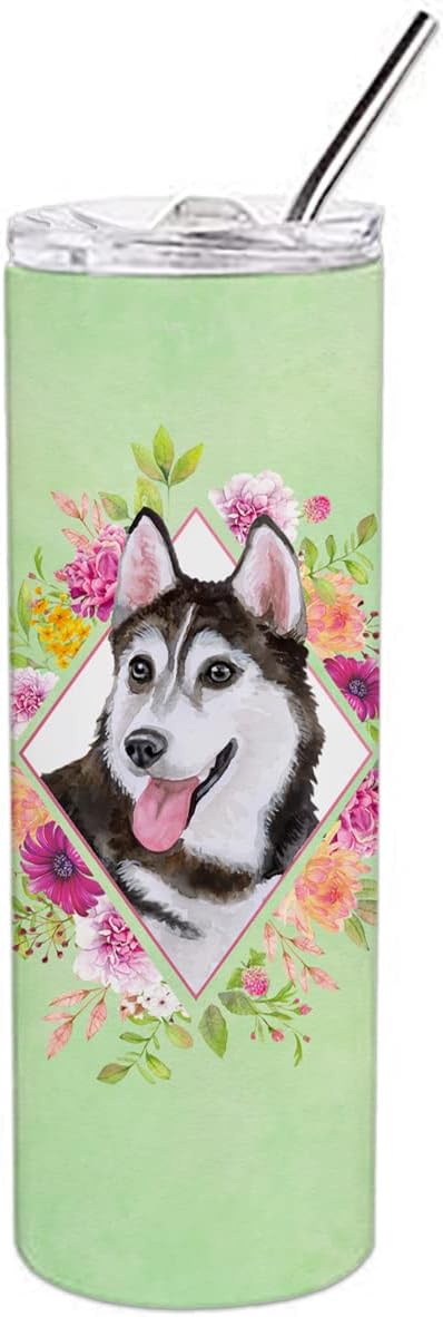 Caroline’s Treasures CK4311TBL20 Husky siberiano #1 – Vaso delgado de acero inoxidable de 20 onzas de acero inoxidable con aislamiento al vacío de