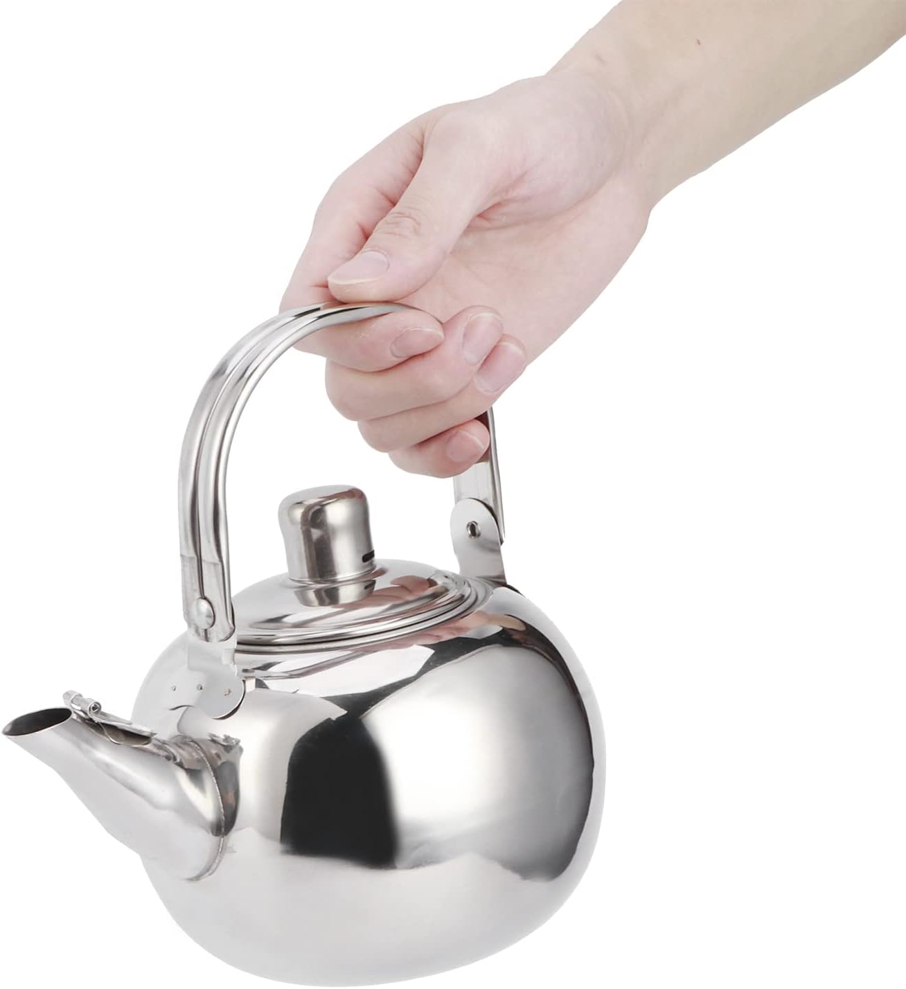 Tetera de acero inoxidable 304, tetera de té, hervidor de agua de fondo plano cocina de inducción tetera con filtro para hacer té (14CM)