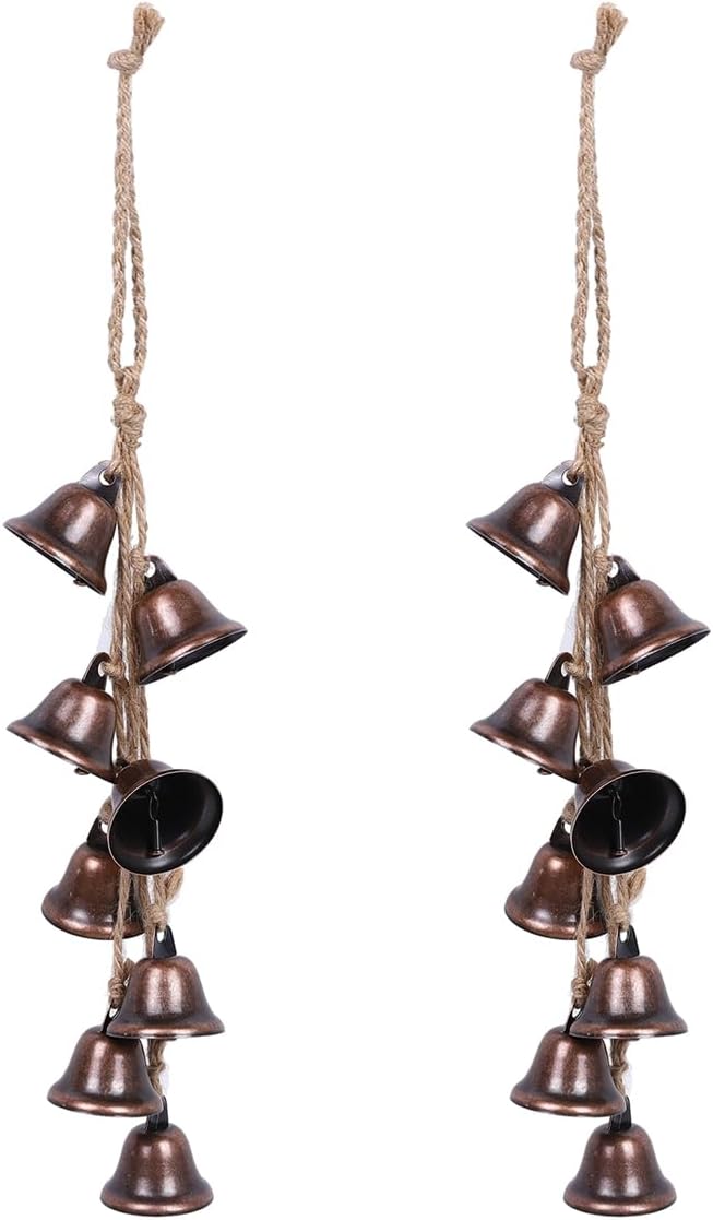 2 campanas de bruja de protección para pomo de puerta, campanas de viento, campanas wiccan con 8 campanas rojas de vitaje, suministros de brujería