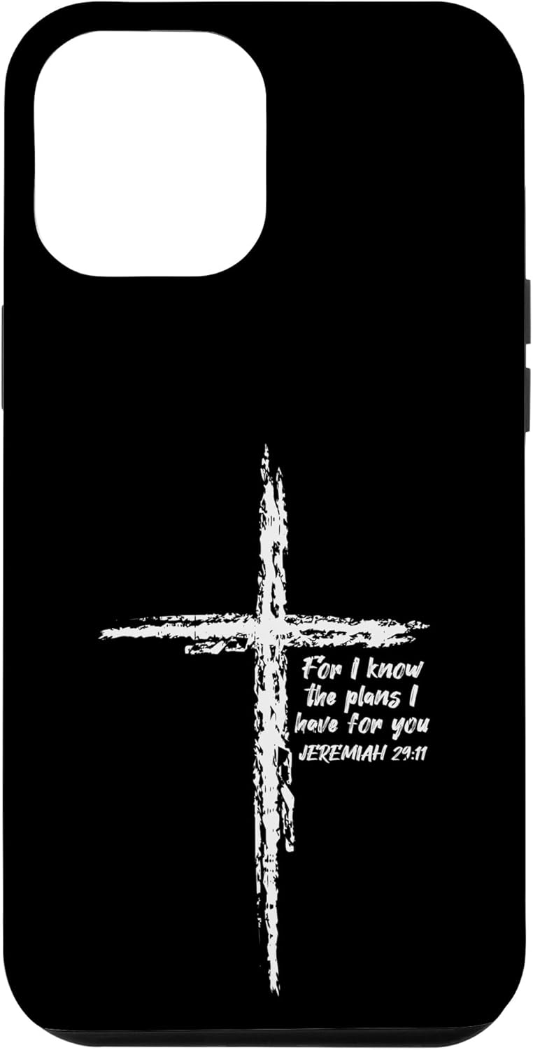 Funda de regalo cristiana para iPhone 13 Pro Max Cross I Know The Plans Verse Biblia Jesús Dios