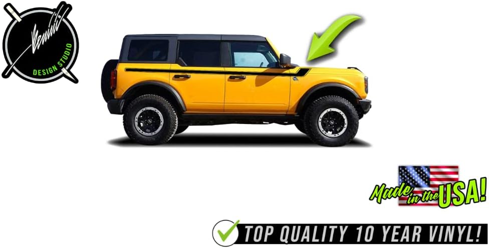 Calcomanía de rayas de hockey retro de 2 y 4 puertas compatible con Ford Bronco 2021 2022 de 4 puertas, kit de calcomanías de vinilo impermeables a
