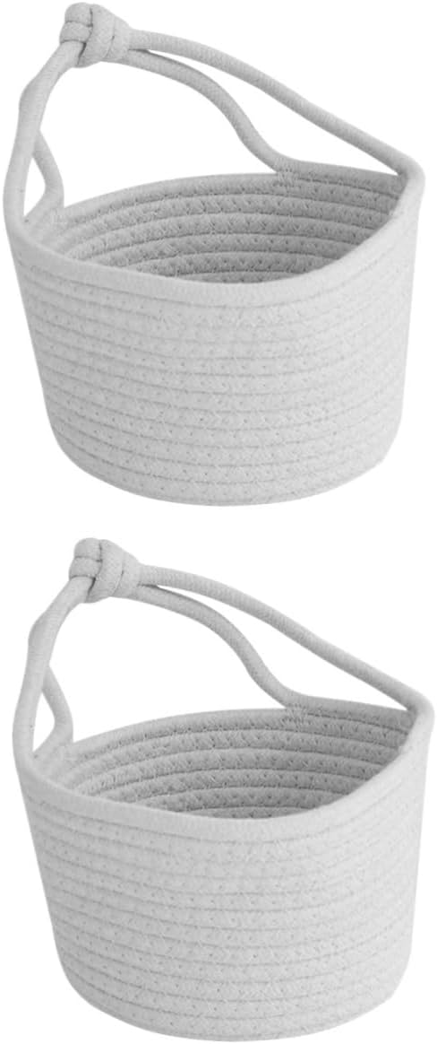 Toyvian Cesta de cosas, 2 unidades, cesta de almacenamiento blanca, canasta tejida para plantas, cestas de almacenamiento de algodón, accesorios