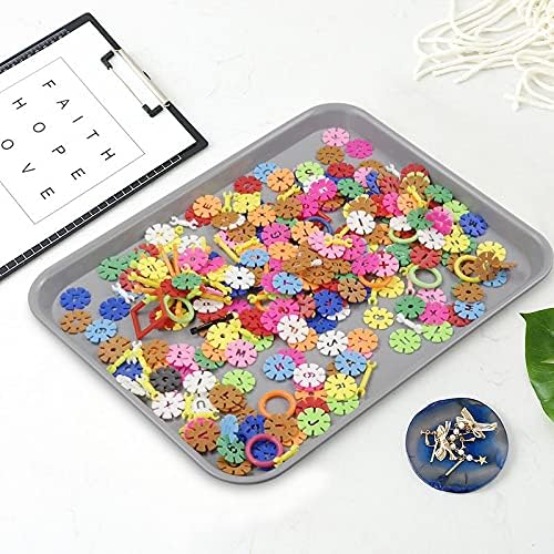 Pekky Bandejas de plástico de comida rápida, bandeja de servir gris, 17.2 x 13.5 x 0.9 pulgadas, 4 paquetes