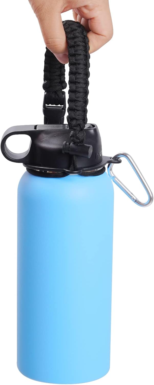 2 piezas de mango de paracaídas para botellas de boca ancha de 12 a 64 onzas, correa de mango de paracaídas para botella de agua, correa de mango de