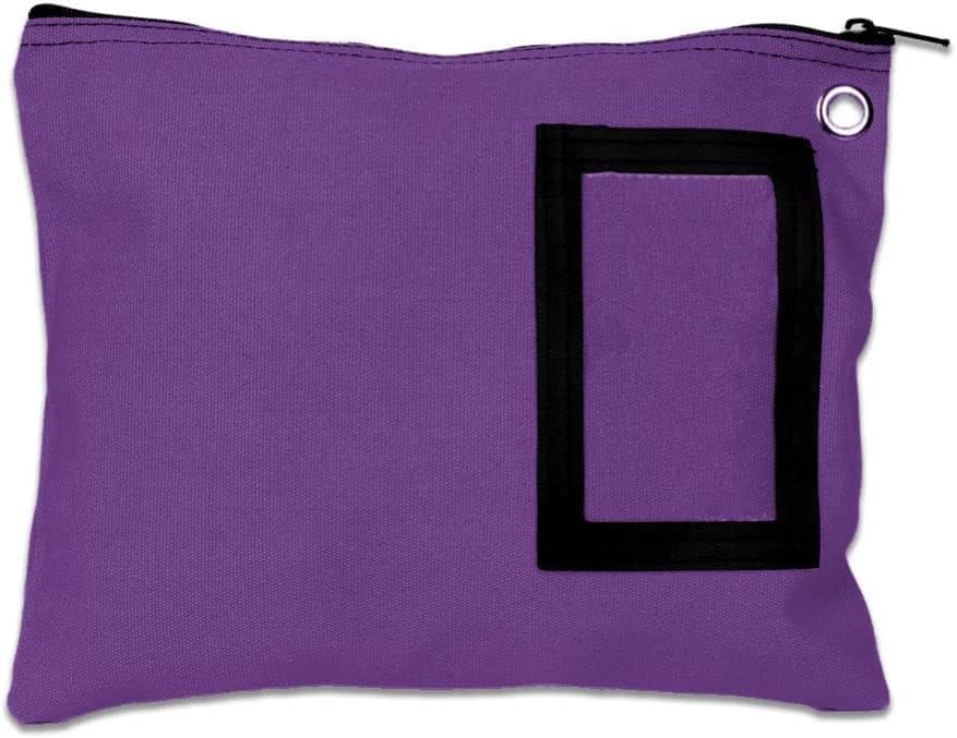 BankSupplies Sobres de lona para interoficina, 12 pulgadas de ancho x 9 pulgadas de alto, bolsa de almacenamiento grande, color morado, ojal para