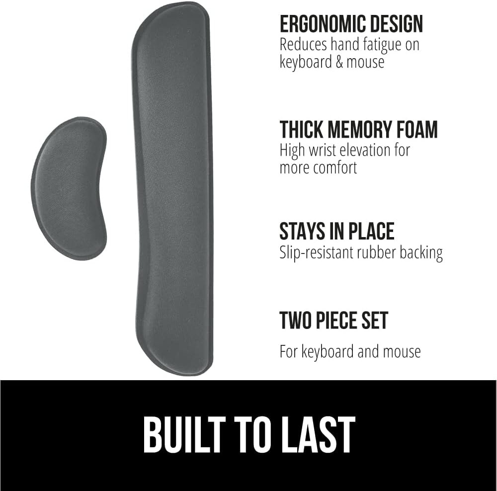 Gorilla Grip – Reposamuñecas ergonómico de espuma viscoelástica de gel suave para teclado y mouse, antideslizante, para aliviar el dolor al