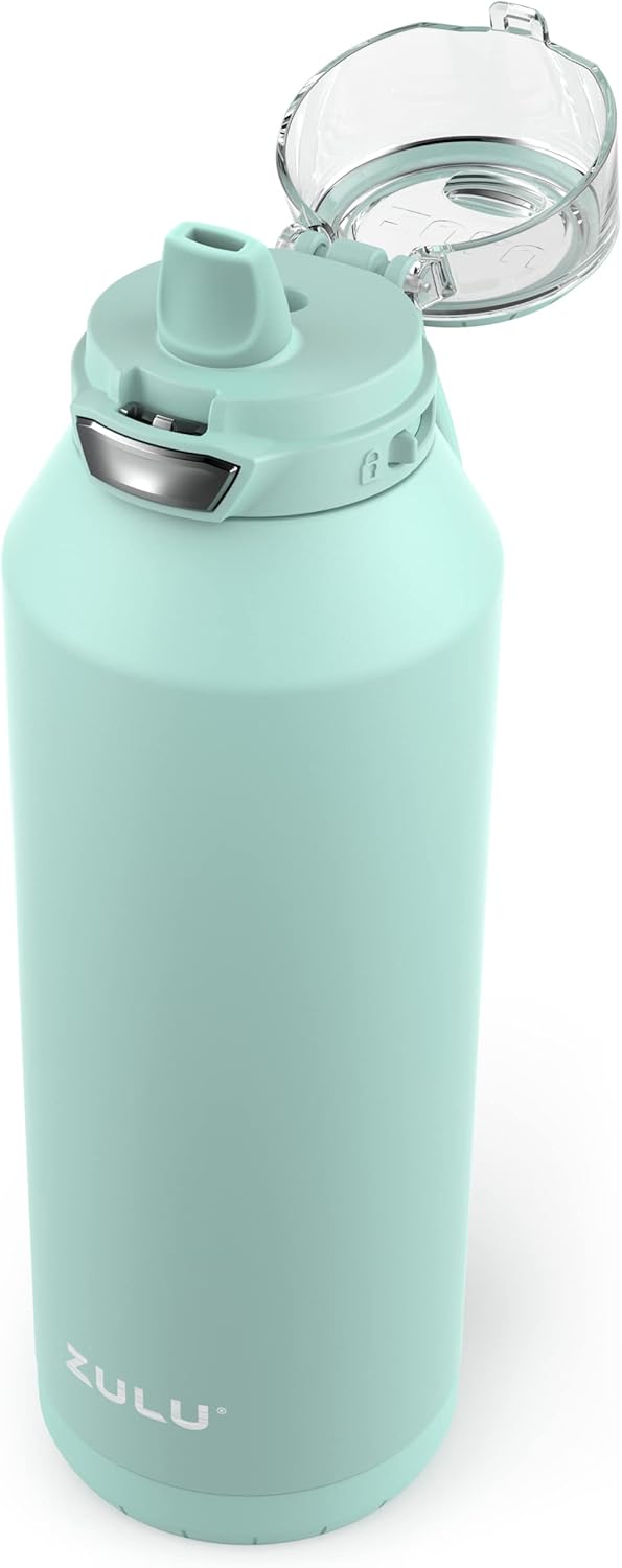 ZULU Swift – Botella de agua de acero inoxidable aislada al vacío con popote de silicona cubierto, 40 onzas (Yucca)
