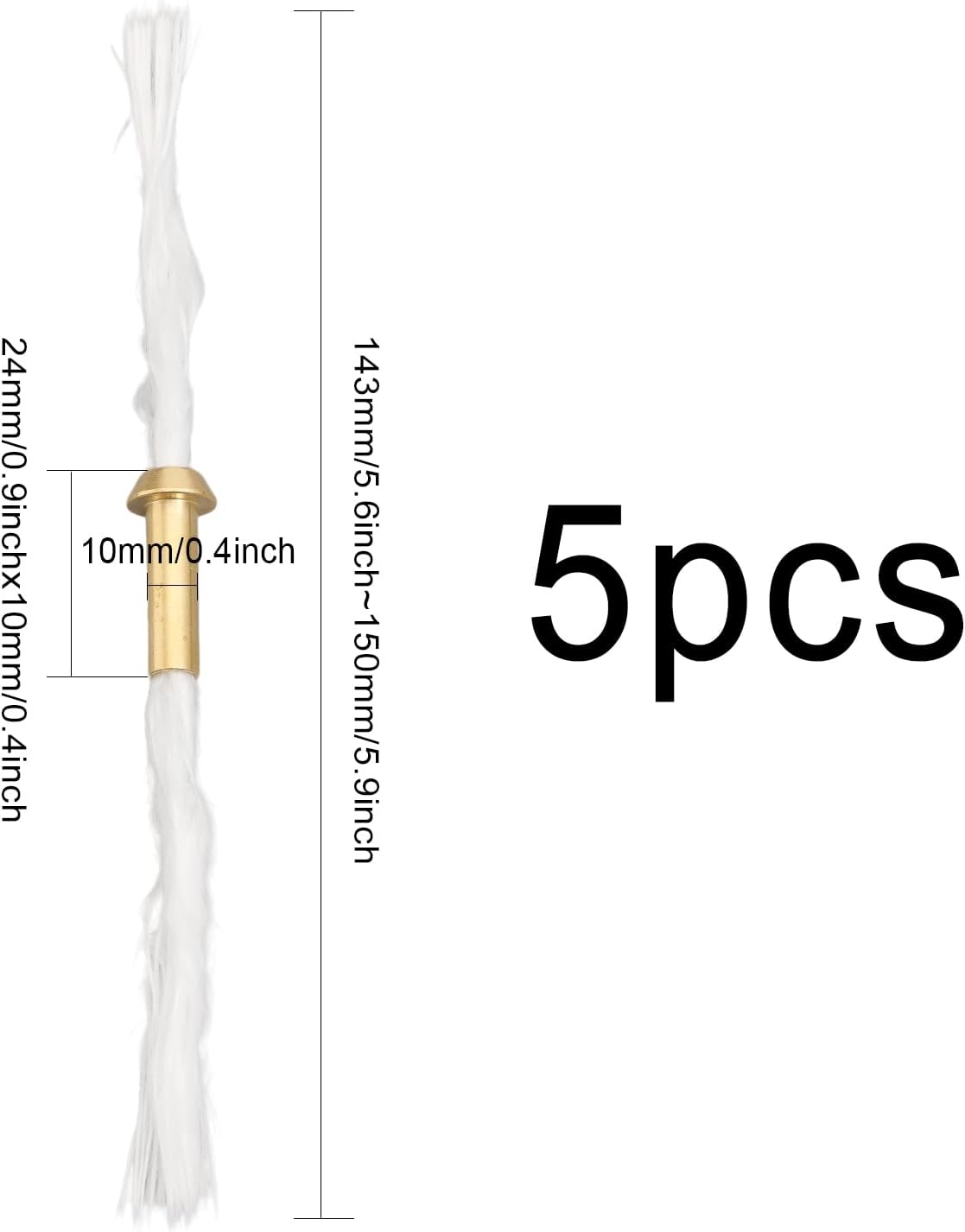CHGCRAFT 5 mechas de repuesto de fibra de vidrio con soporte de tubo de latón para lámpara de aceite y quemador de alcohol, color blanco