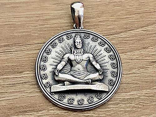 Shiva Pendant Sterling Silver 925 Om Ohm Symbol Large Meditation Charm Chakra Namaste Healed Buddha Yoga Teacher Spiritual Jewelry