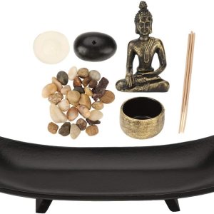 Juego de velas de Buda con Buda de resina, soporte de candelita de cristal, barra de incienso y soporte, piedras decorativas para decoración del Juego de velas de Buda con Buda de resina, soporte de candelita de cristal, barra de incienso y soporte, piedras decorativas para decoración del