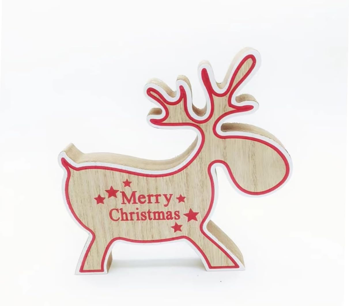 NOLITOY 8 piezas de adornos de Navidad de madera para árbol de Navidad, figuras de reno de madera, figuras de Navidad, decoración de mesa de madera