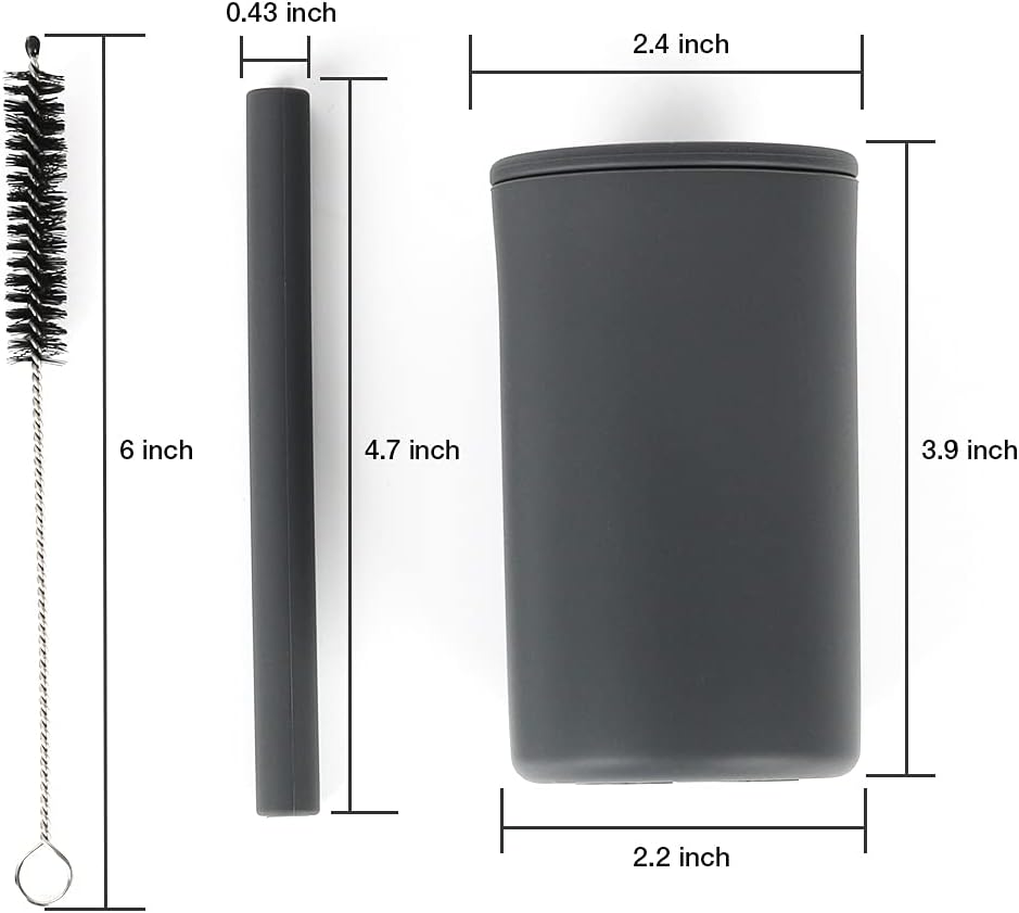 Vaso con popote para niños pequeños, taza de entrenamiento de silicona de grado alimenticio para bebé, viene con cepillo para pajilla, sin BPA, 7
