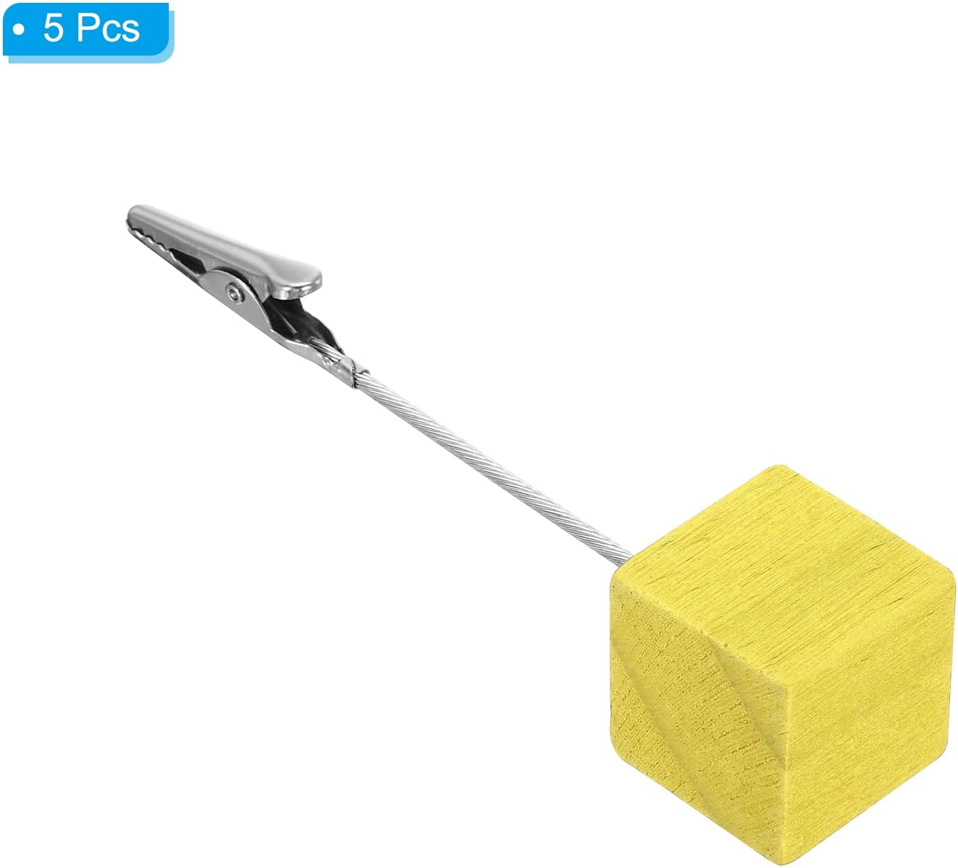 PATIKIL Soporte para tarjetas de lugar, paquete de 5 soportes con clip para notas con cierre de cocodrilo, base de madera para fotos, papel de
