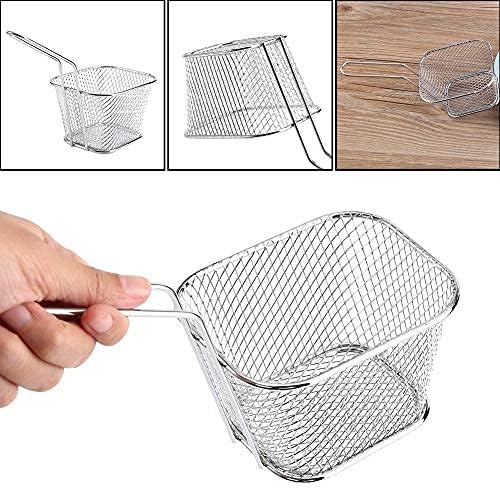 Cesta para freidora de alambre de 8 piezas, mini chips de acero inoxidable, cestas para freír alimentos, colador de presentación de alimentos,