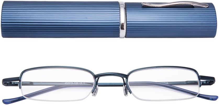 EYEGUARD 2 pares de lectores clásicos de bisagras de resorte en clip delgado de aluminio rígido portátil gafas de lectura