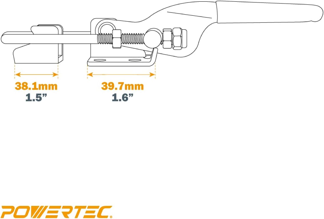 POWERTEC 20307-P2 Abrazadera de palanca de perno en U ajustable de alta resistencia con capacidad de sujeción de 431-700 libras, paquete de 2