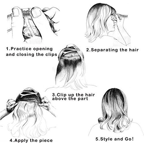 Extensiones de cabello ondulado sintético para 34 de la cabeza completa, 20 pulgadas, 5 clips de 4.6 onzas por pieza de REECHO