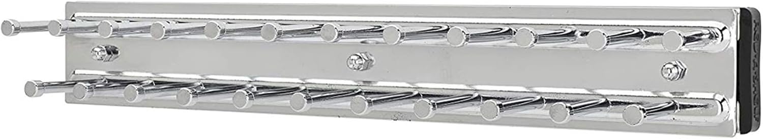 Rev-A-Shelf Soporte extraíble de 12 pulgadas de montaje lateral extensible para armario y cinturón de almacenamiento para hasta 23 lazos, cromo,