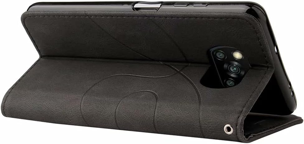 Empalme Xiaomi Poco X3 Pro Wallet Case Negro, correa de muñeca PU cuero cartera cierre magnético cubierta Flip stand funda protectora para Xiaomi