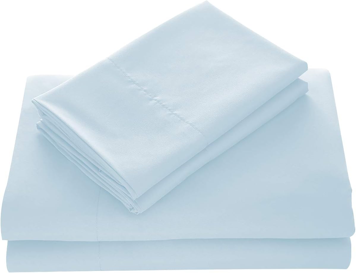 Bedding Juego de sábanas de lujo de 4 piezas, bolsillo profundo de 1800, resistente a las arrugas y a la decoloración (Queen, azul claro)