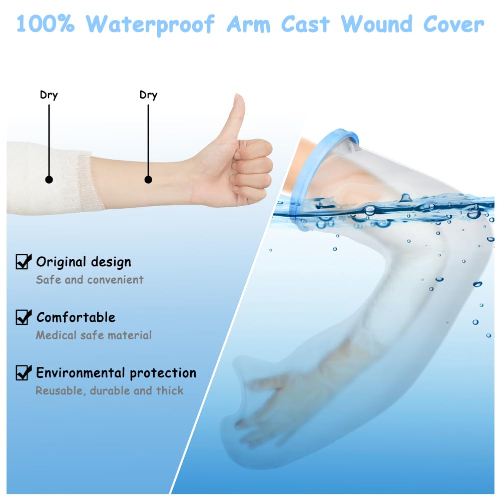 Funda para brazo de niño para ducha, protector impermeable de brazo completo fundido y vendaje, funda reutilizable de yeso con brazo roto,