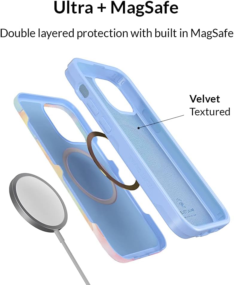 Velvet Caviar Funda diseñada para iPhone 13 Pro, teñido anudado pastel probada en caídas de 10 pies compatible con MagSafe – forro protector de