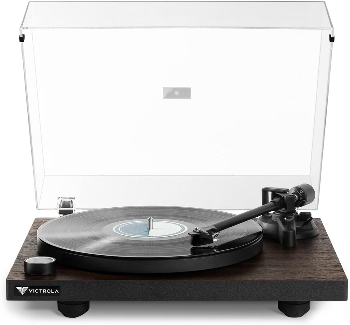 Victrola Premiere T1 Turntable – Elegante reproductor de discos de vinilo moderno, 33-13 y 45 RPM discos de vinilo y LPs, Bluetooth 5.0 integrado,