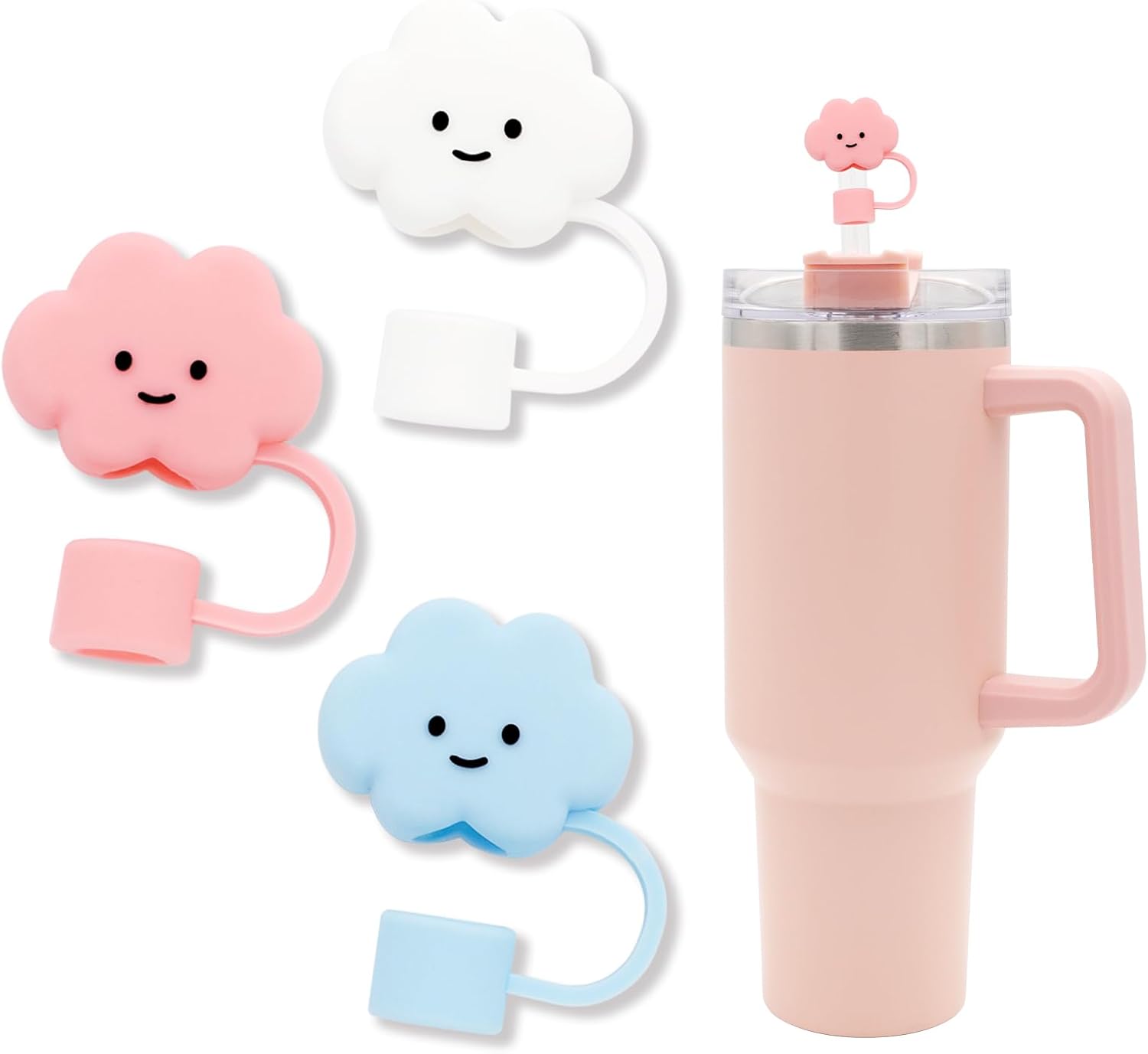 Fundas de popote de silicona para vasos Stanley, accesorios de tapa lindos compatibles con vasos de 30 y 40 onzas
