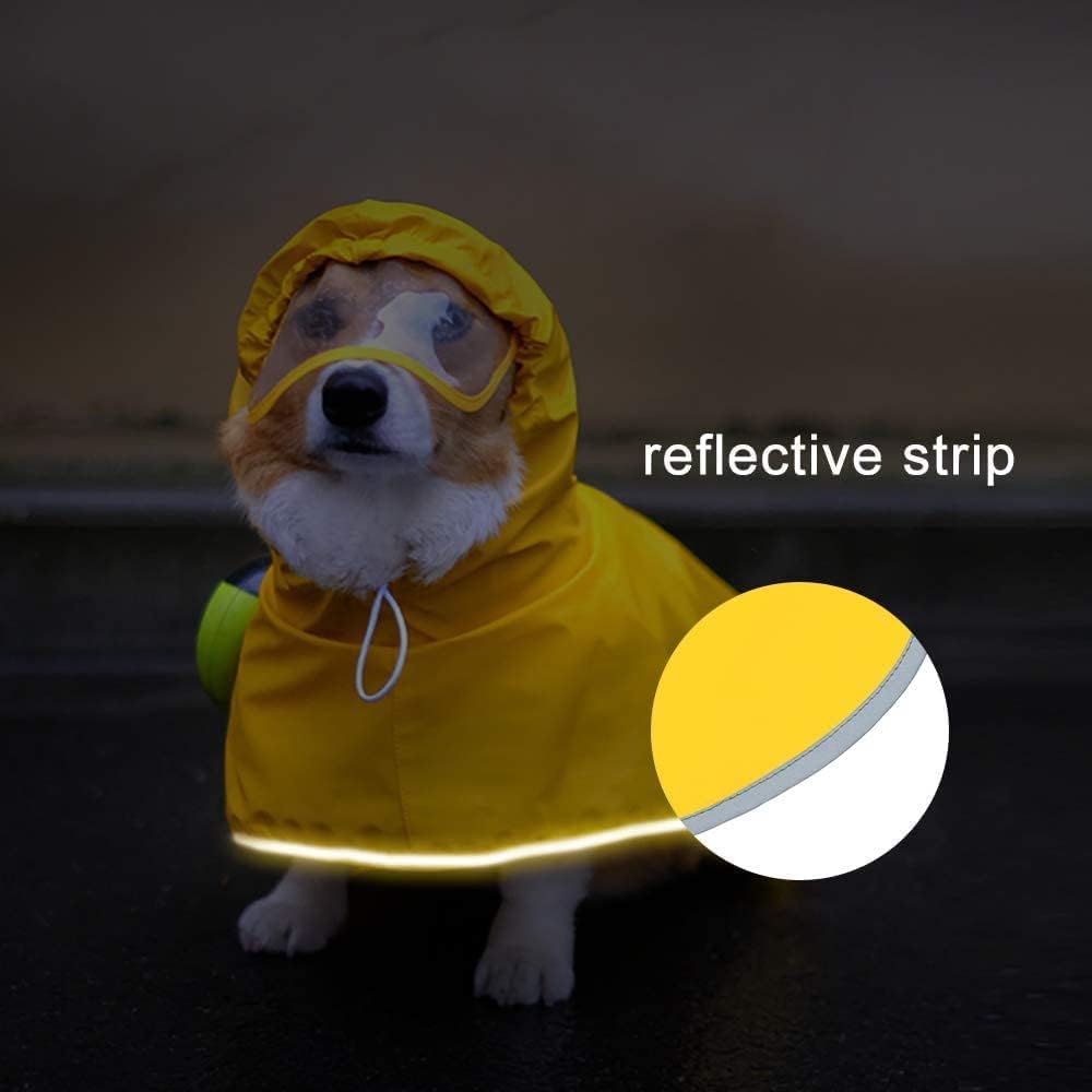 Luccalily Poncho impermeable con capucha para perros y cachorros y perros pequeños a grandes, chaqueta impermeable para perro con tira reflectante,