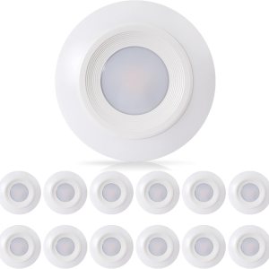 E ENERGETIC LIGHTING Luz de disco LED regulable de 56 pulgadas, 9.5 W, 800 lúmenes, luz de techo de montaje en superficie, luz blanca fría de bajo E ENERGETIC LIGHTING Luz de disco LED regulable de 56 pulgadas, 9.5 W, 800 lúmenes, luz de techo de montaje en superficie, luz blanca fría de bajo