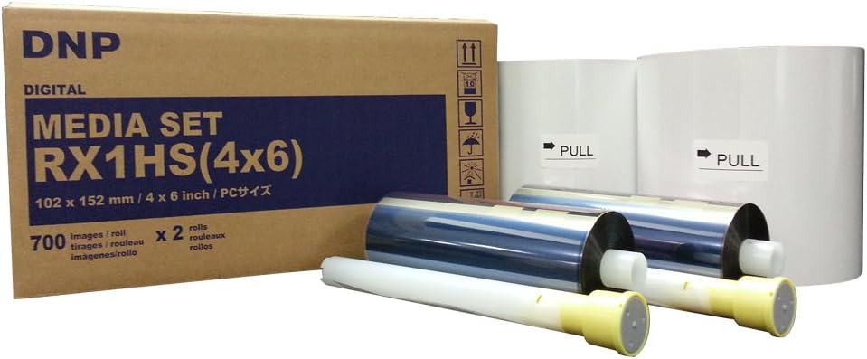 DNP – Medios de impresión para subimpresora DS-RX1HS de alta velocidad, 4 x 6 pulgadas, 700 impresiones por rollo 2 rollos por caja (1400