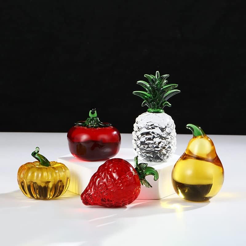 Adorno decorativo de estatua de tomate de cristal, figura de cristal de fruta artificial, pisapapeles de mesa, adorno de cristal para oficina en