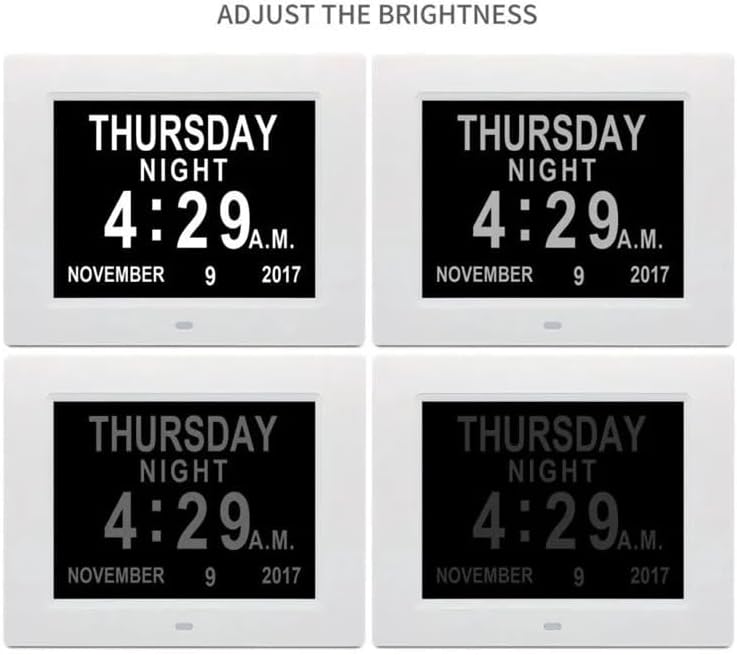 Calendario digital con fecha, reloj despertador múltiple de 8 pulgadas, pantalla grande, atenuación automática, mesa de escritorio eléctrico,