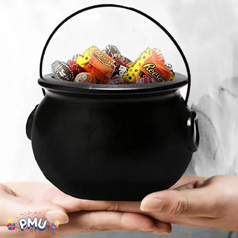 PMU Caldero de Halloween  Molde de soplado, accesorio de plástico para fiestas, soporte para dulces para niños, recuerdos y suministros de fiesta de